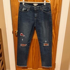 MM Vintage Boyfriend Frayed Hem Patchwork Distressed Jeans Size 28